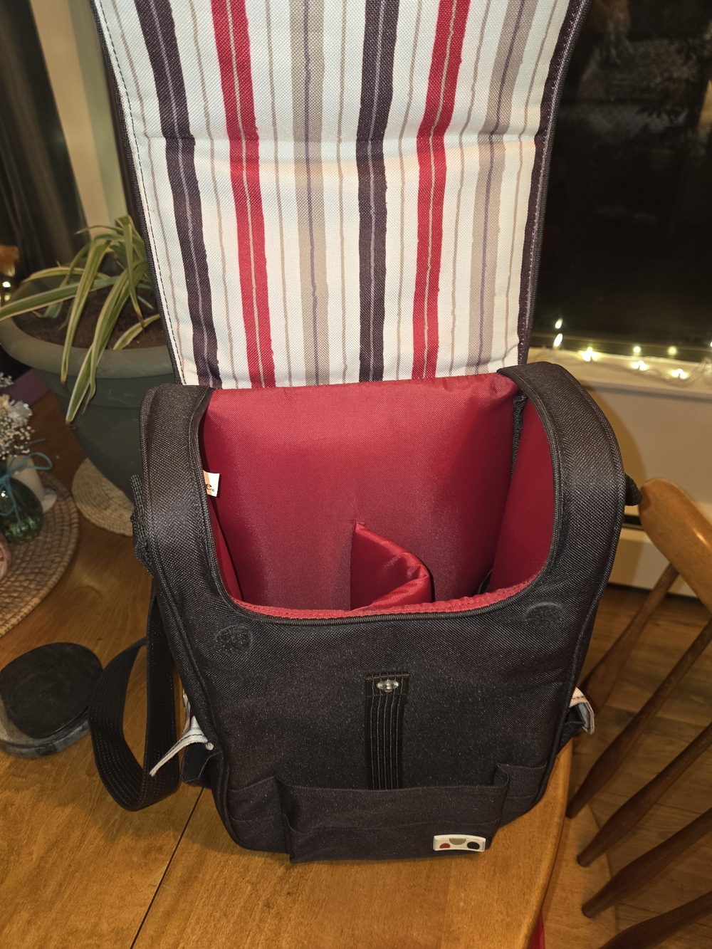 Picnic Time Insulated Wine Bottle Cooler Bag - Sturdy Canvas & Stylish Stripe - Picture 6 of 8